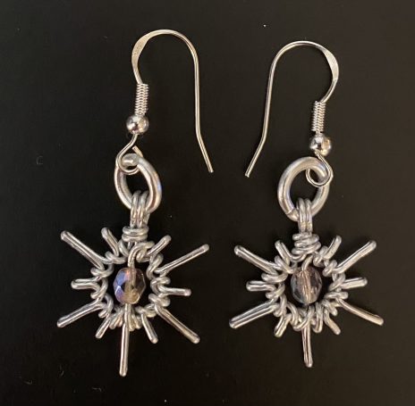 Sternohrringe mit Rauchglasperle Ohrringe Sterne mit Glasperle